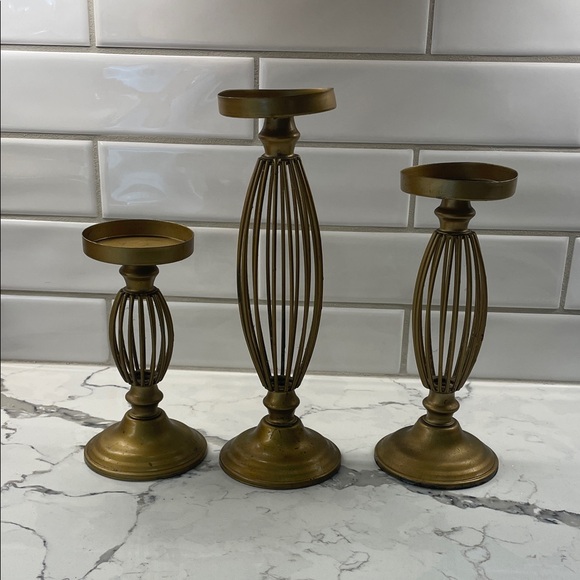 Other - Elegant Gold Candle Holder Set
